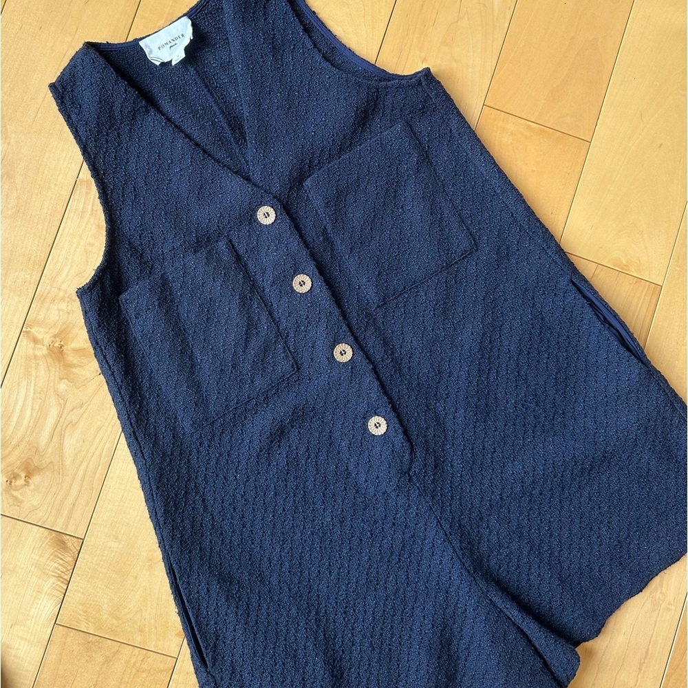 Pomander Place Myla Textured Romper in Navy